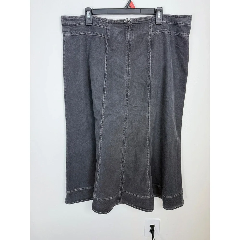 Cato Woman Gray Denim Midi Skirt Plus Size 20W Paneled A-Line Contrast Stitch